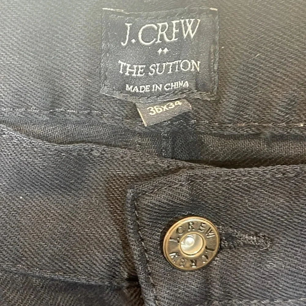 J Crew Mens Zipper Fly Dark Wash Straight Leg Sutton Jeans Blue 36x34